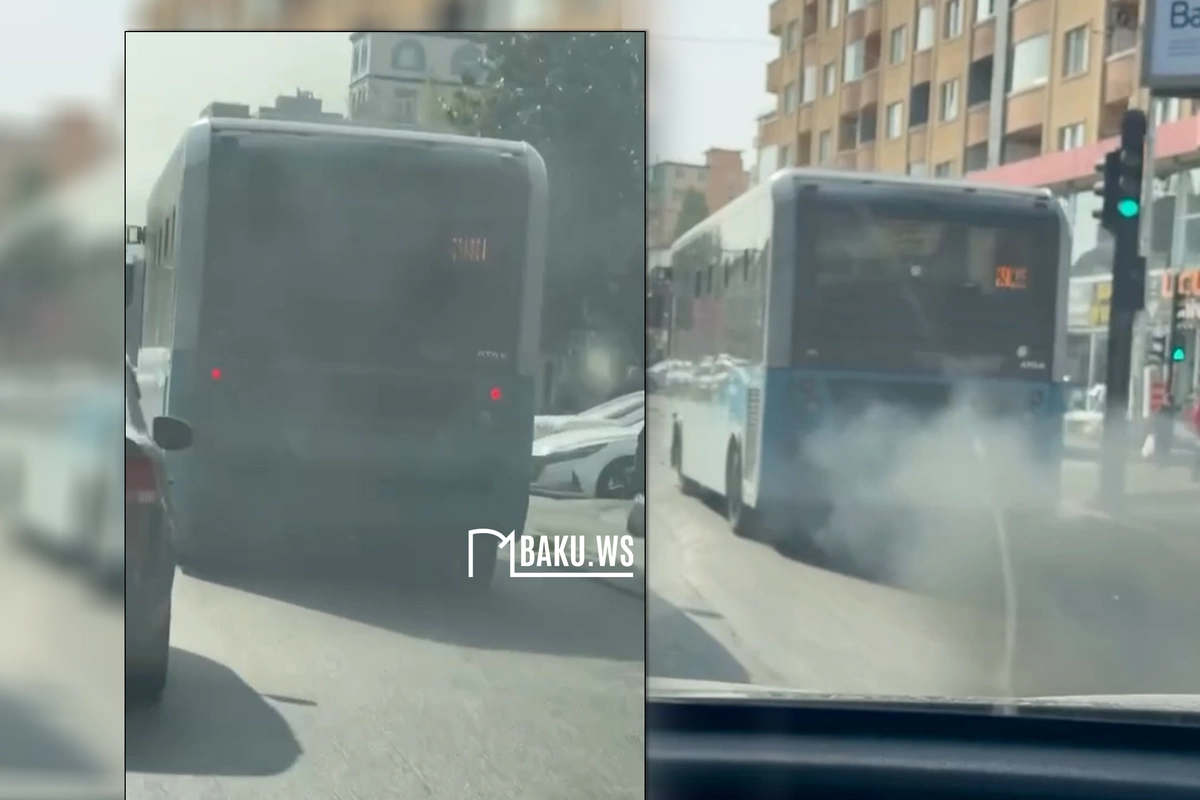 209 nömrəli avtobus yolda tüstü buraxaraq hərəkət edib