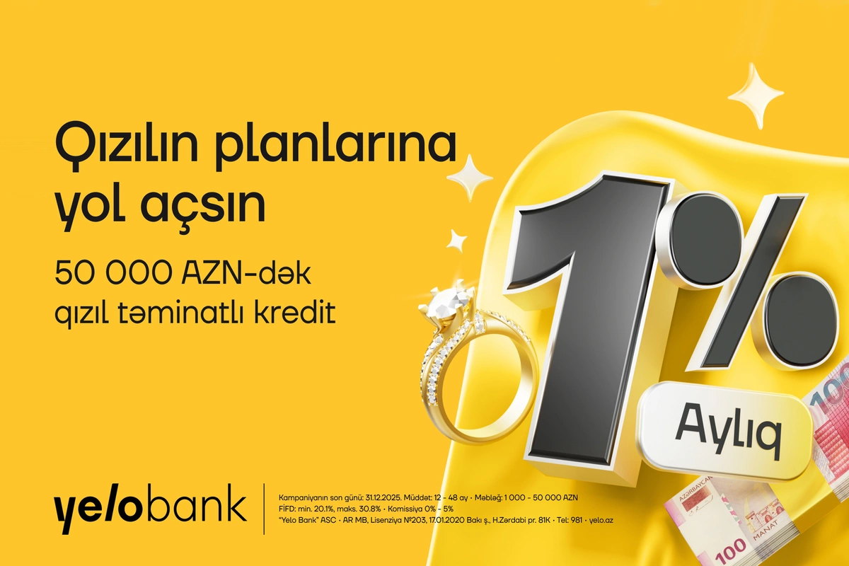 Aylıq cəmi 1%-dən qızıl təminatlı kredit! Aylıq cəmi 1%-dən qızıl təminatlı kredit!
