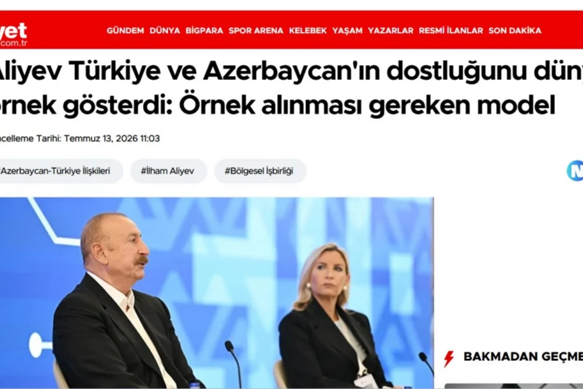 Azərbaycan Prezidentinin IV Şuşa Qlobal Media Forumundakı çıxışı Türkiyə mediasının diqqət mərkəzindədir