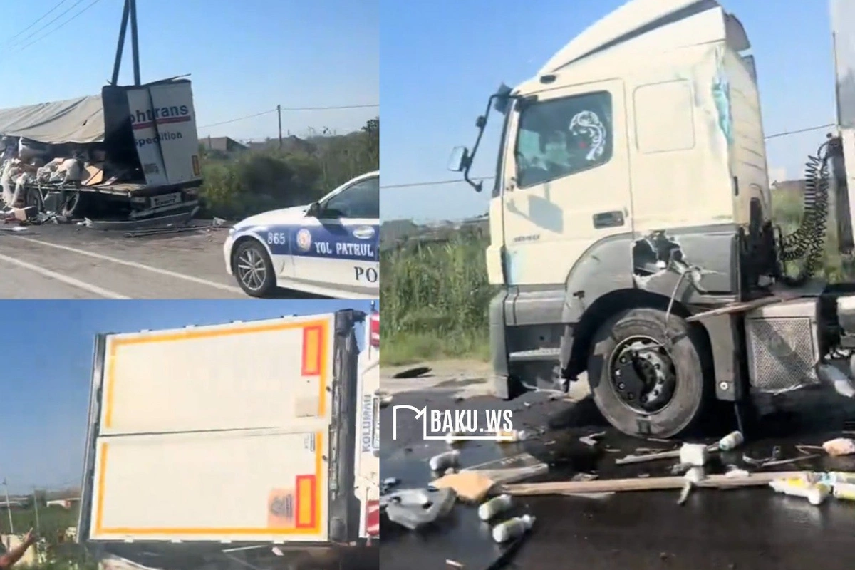 Bakı-Qazax yolunda 2 TIR aşıb