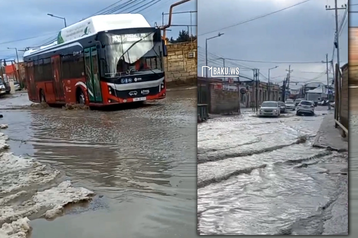 Bakıda bu küçə yağış və qar sularının altında qaldı