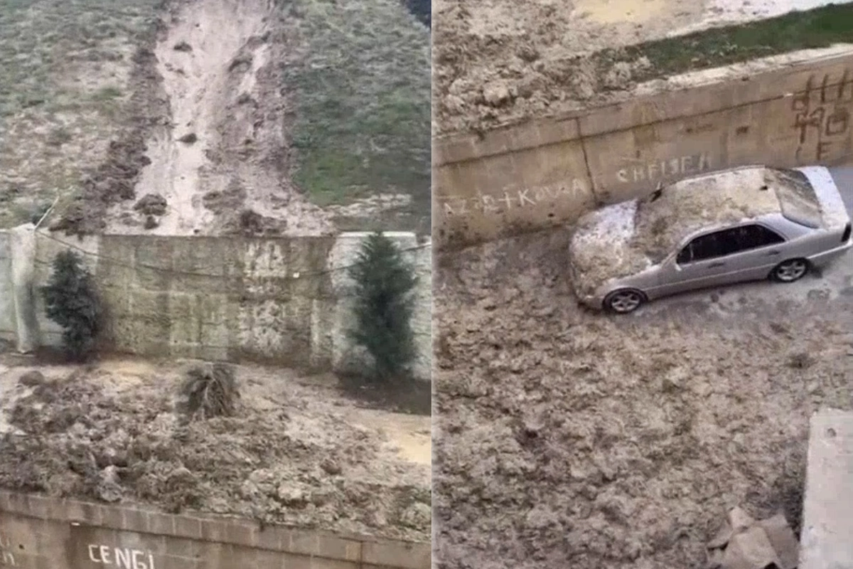 Bakıda poliklinikanın həyətində torpaq sürüşməsi olub Bakıda poliklinikanın həyətində torpaq sürüşməsi olub