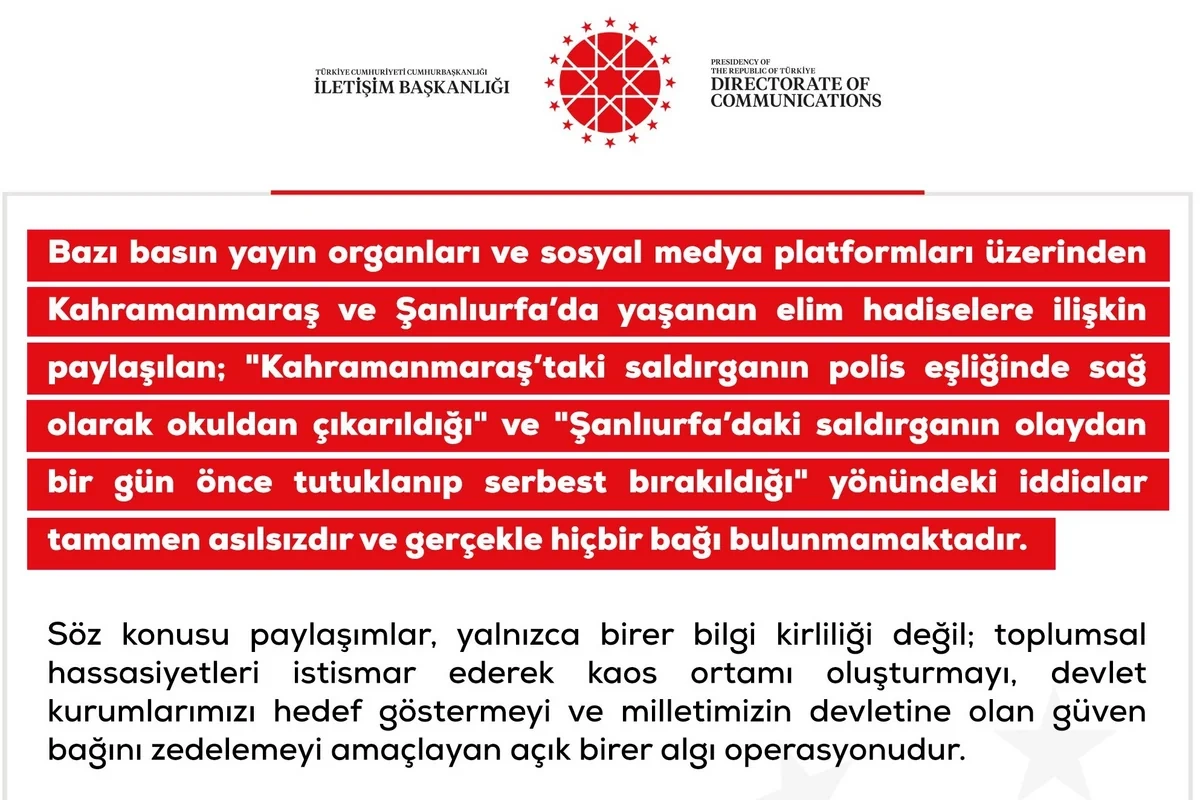 DMM: Kahramanmaraş və Şanlıurfadakı insidentlərlə bağlı dezinformasiyalar yayılır