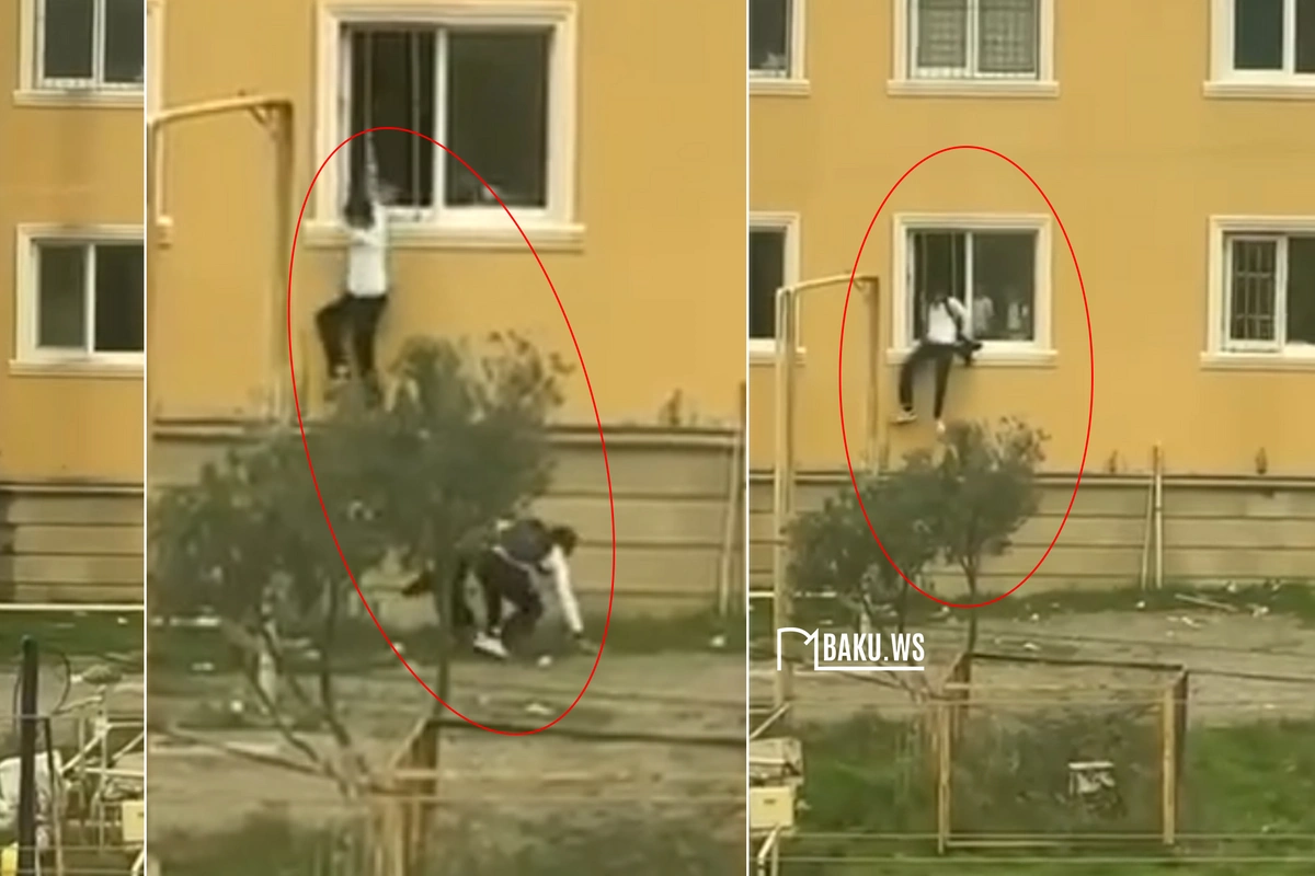 Masazırda məktəblilər bir-bir pəncərədən tullanıb dərsdən qaçdılar – ANBAAN VİDEO