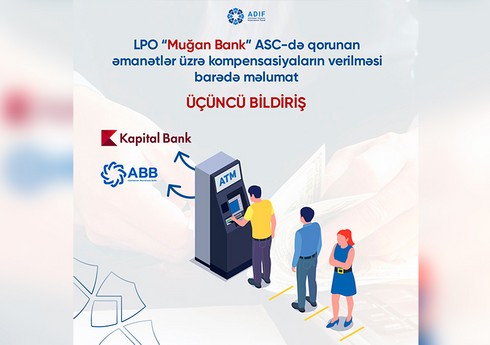 “Muğanbank”ın əmanətçilərinə kompensasiyaların ödənilməsi üçün banklar müəyyən olunub “Muğanbank”ın əmanətçilərinə kompensasiyaların ödənilməsi üçün banklar müəyyən olunub