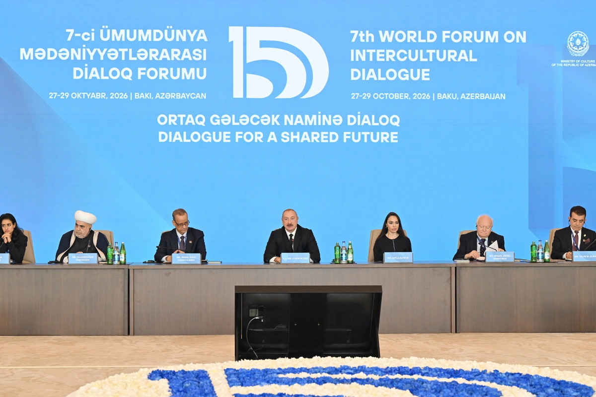 Prezident İlham Əliyev VII Ümumdünya Mədəniyyətlərarası Dialoq Forumunun açılışında çıxış edir Prezident İlham Əliyev VII Ümumdünya Mədəniyyətlərarası Dialoq Forumunun açılışında çıxış edir