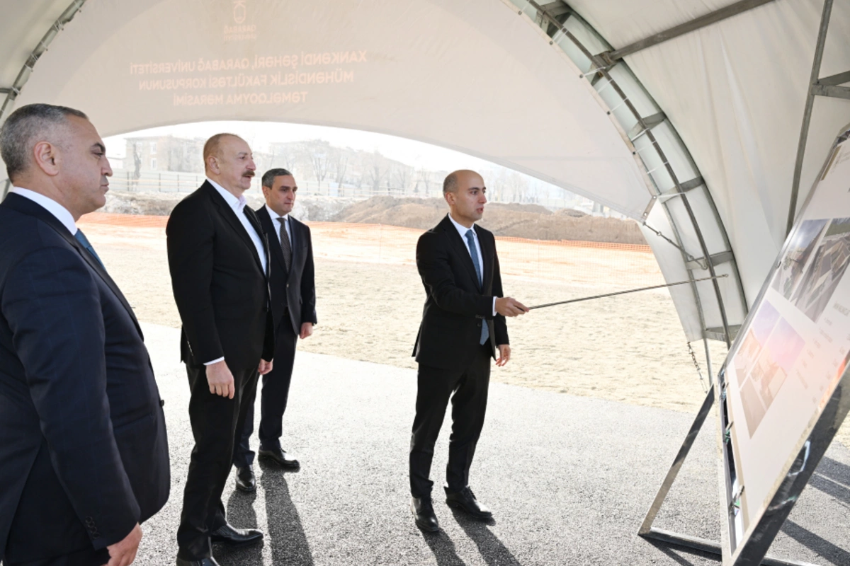 Prezident İlham Əliyev Xankəndidə Qarabağ Universitetinin Mühəndislik fakültəsinin binasının təməlini qoyub