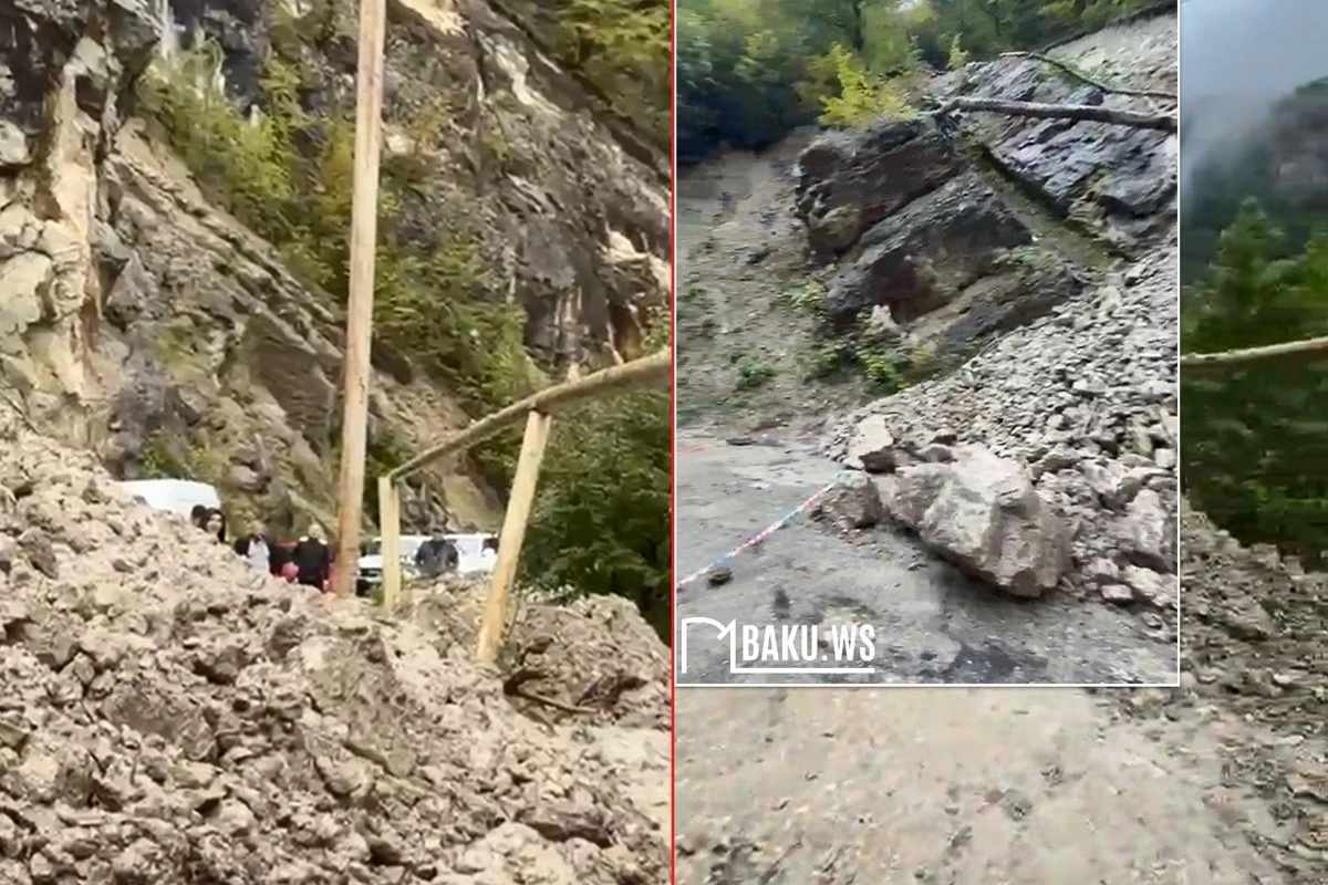 Quba-Xınalıq yolunda torpaq sürüşməsi - Yol tam bağlandı