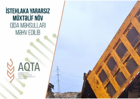 İstehlaka yararsız müxtəlif növ qida məhsulları məhv edilib İstehlaka yararsız müxtəlif növ qida məhsulları məhv edilib